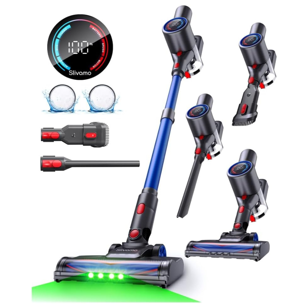 500W 40KPA Cordless Stick Vacuum Cleaner With Green LED Light