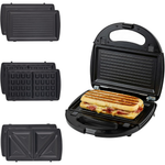 Ovente 3-in-1 Electric Sandwich Maker W/ Removable Non-Stick Plates