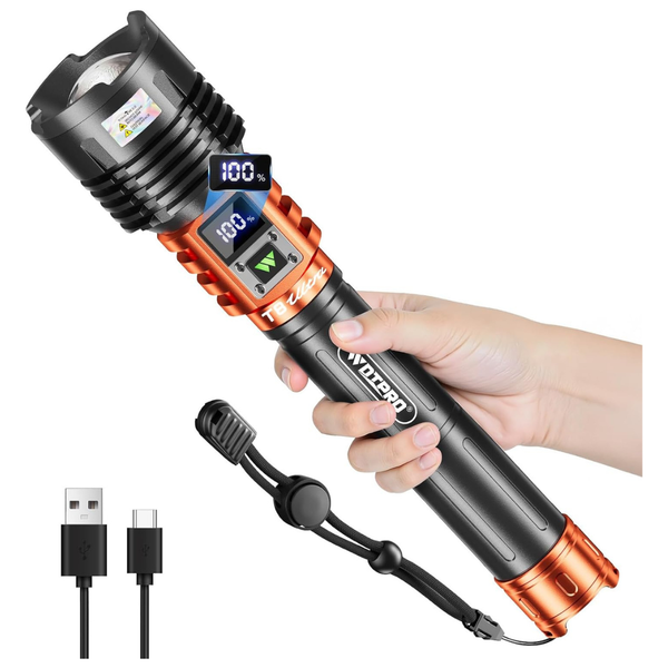 WdtPro 90,000 Lumen Rechargeable Flashlight With LCD Display (4 Colors)