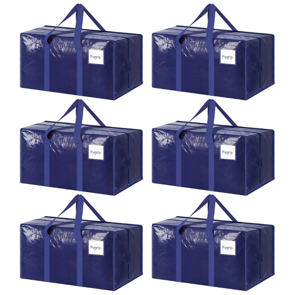 6-Pack Extra Heavy Duty Large Moving Bags With Zipper & Handles