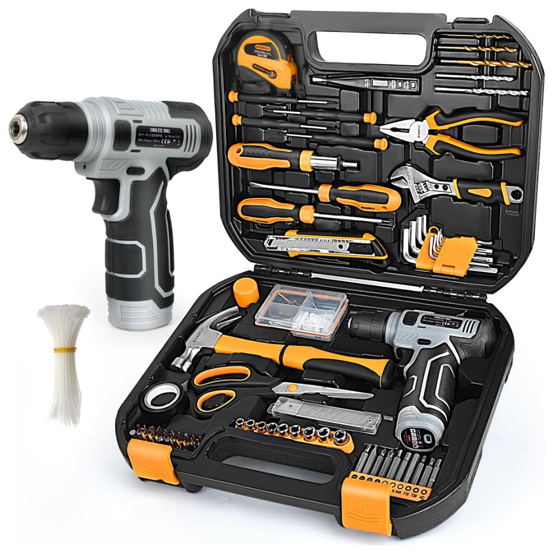 180-Piece Soarfly Upgradd Tool Set With 8V Cordless & Hand Drill Set