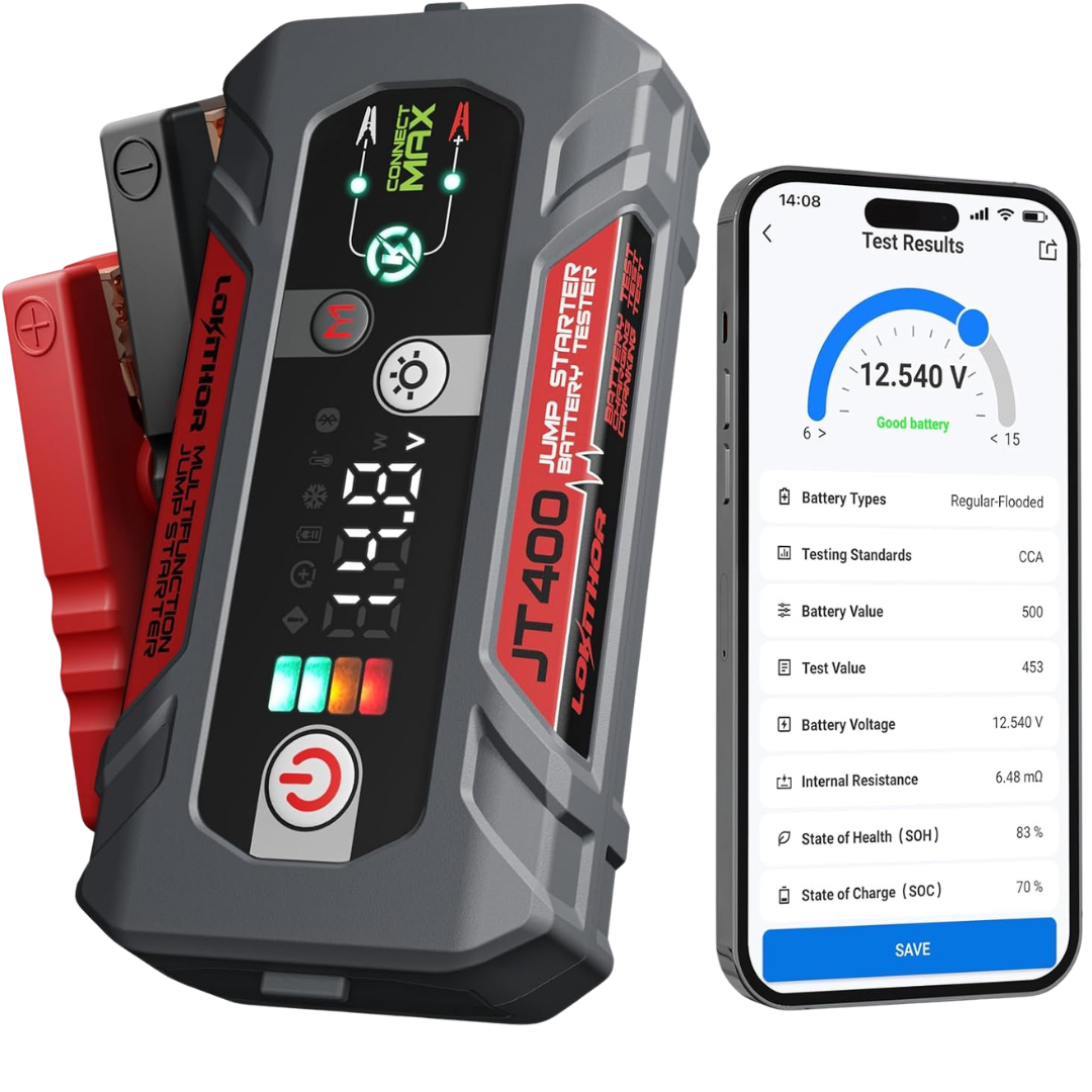 Lokithor JT400 2500A Portable 12V Jump Starter W/ Battery Tester