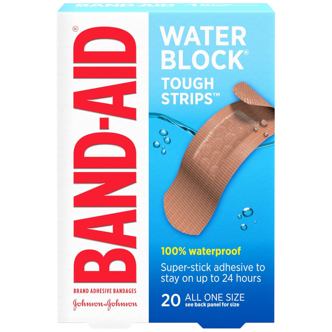 20-Count Band-Aid Brand Water Block Waterproof Tough Adhesive Bandages