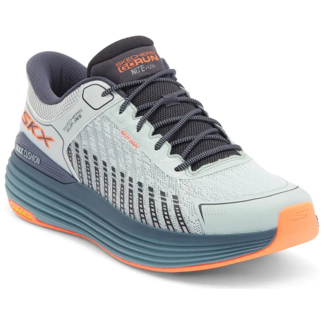 Skechers Men's Slip-Ins Go Run Nite Vizn Max Cushion Sneaker (Orange)