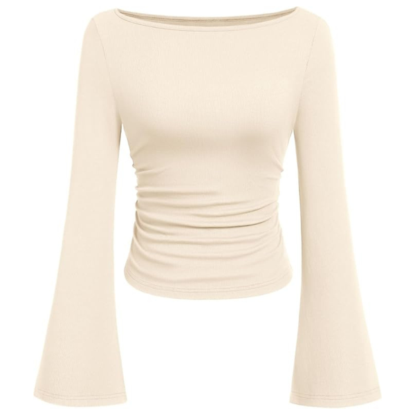 Women's Boat Neck Ribbed Crop Top