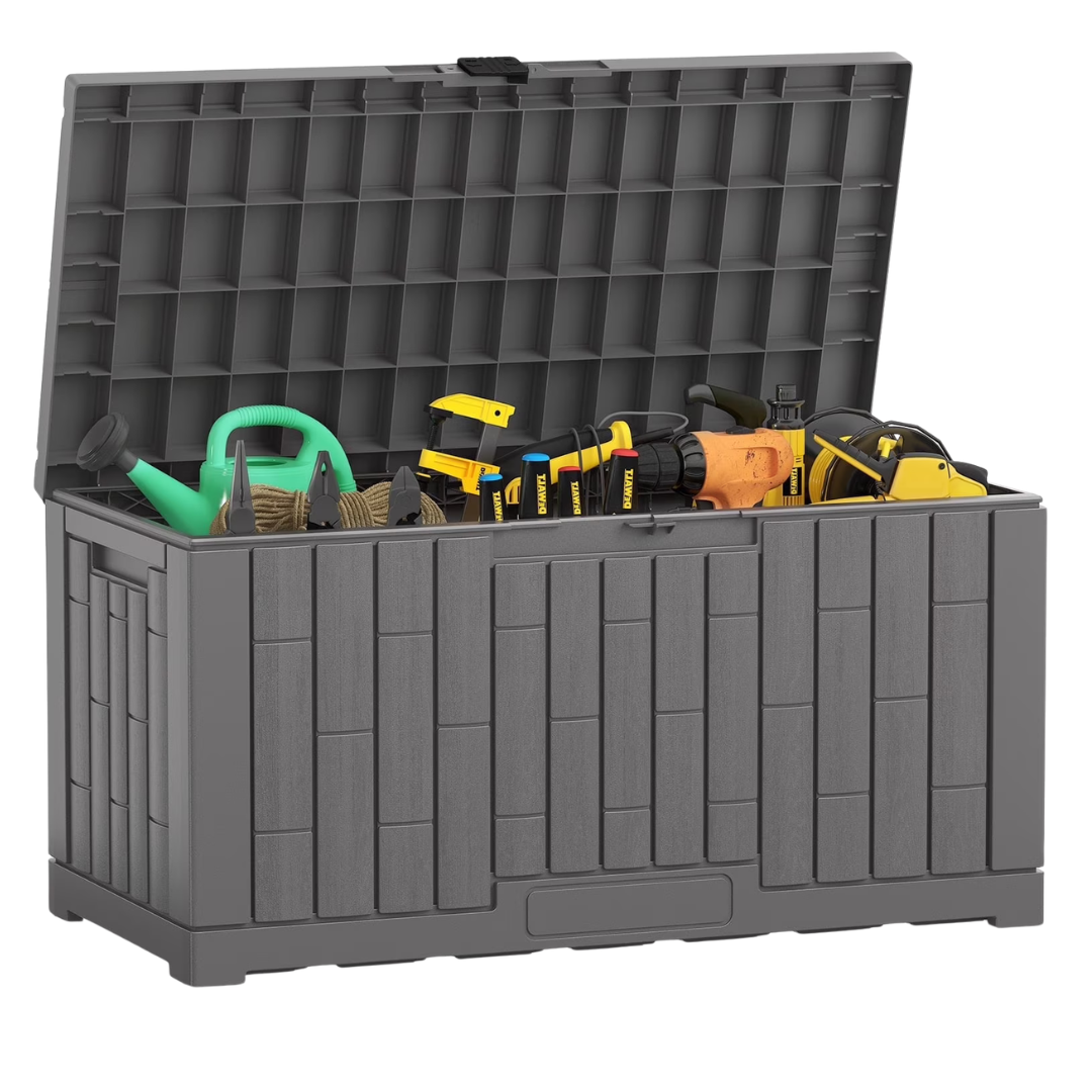 60-Gallon Waterproof UV Resistant Outdoor Deck Box (Gray)