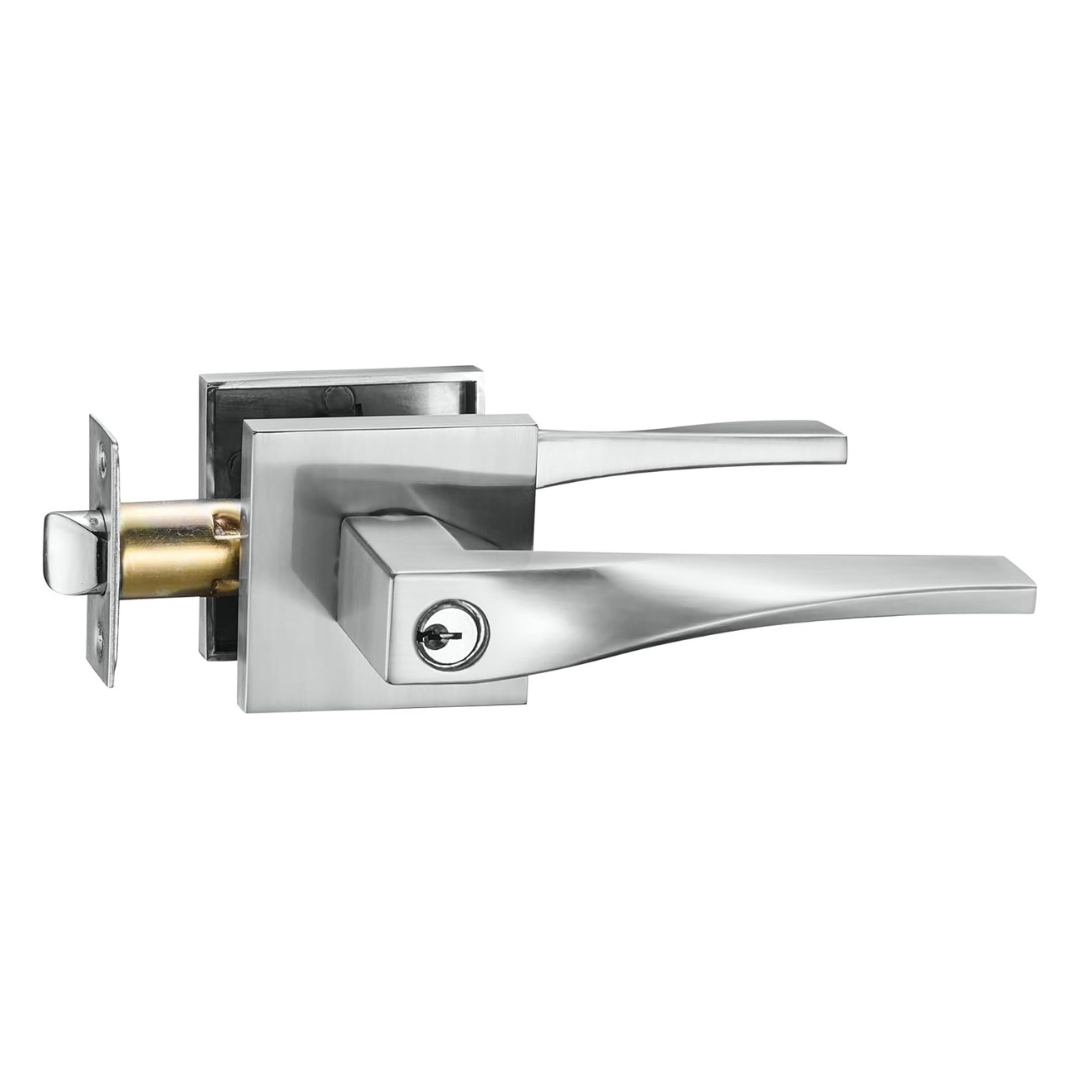 Sleek Entry Lever Door Handle Lock & Key Locking Lever Set (2 Colors)