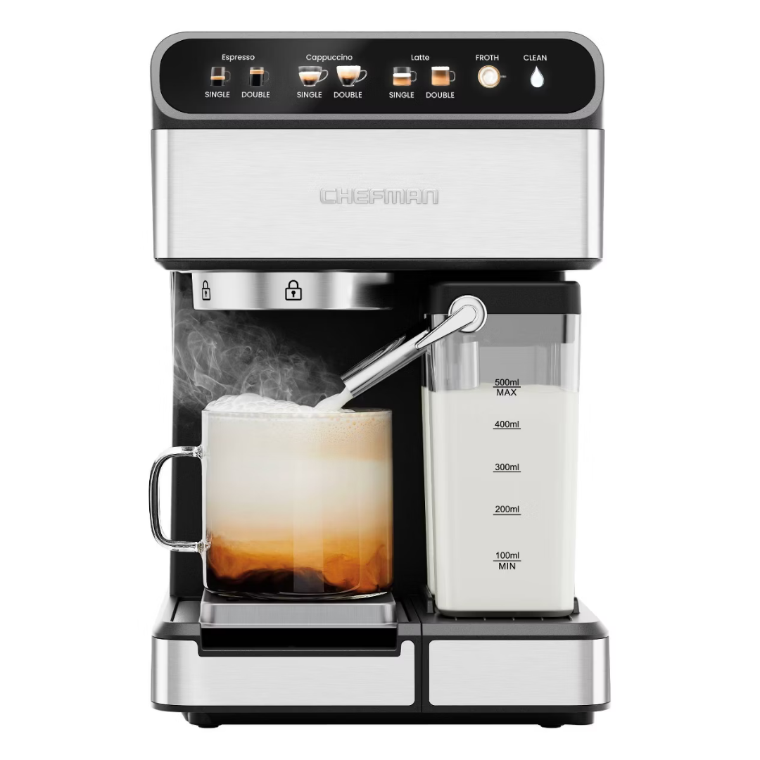 Chefman 6-in-1 Espresso Machine With Built-In Milk Frother