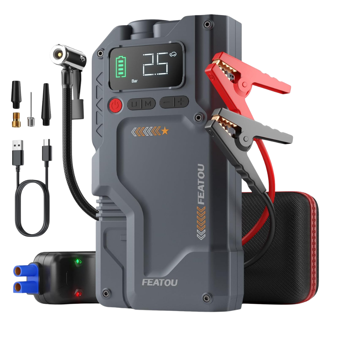 Featou 2500A Peak Jump Starter Battery Pack With Air Compressor
