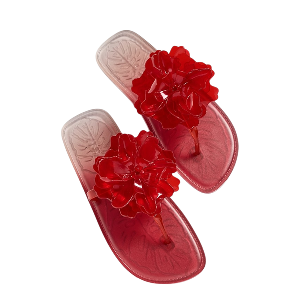 FARM Rio Women's Flower Jelly Flat Sandals (Red)