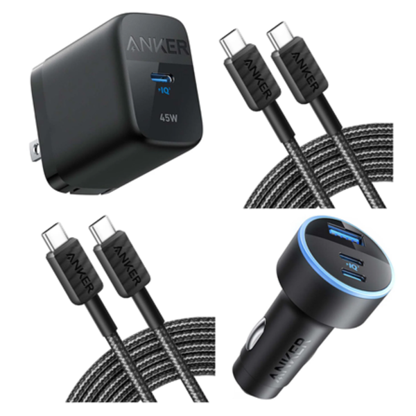 Anker 4-in-1 Charging Bundle With 45W Wall 67W Car USB C Cables