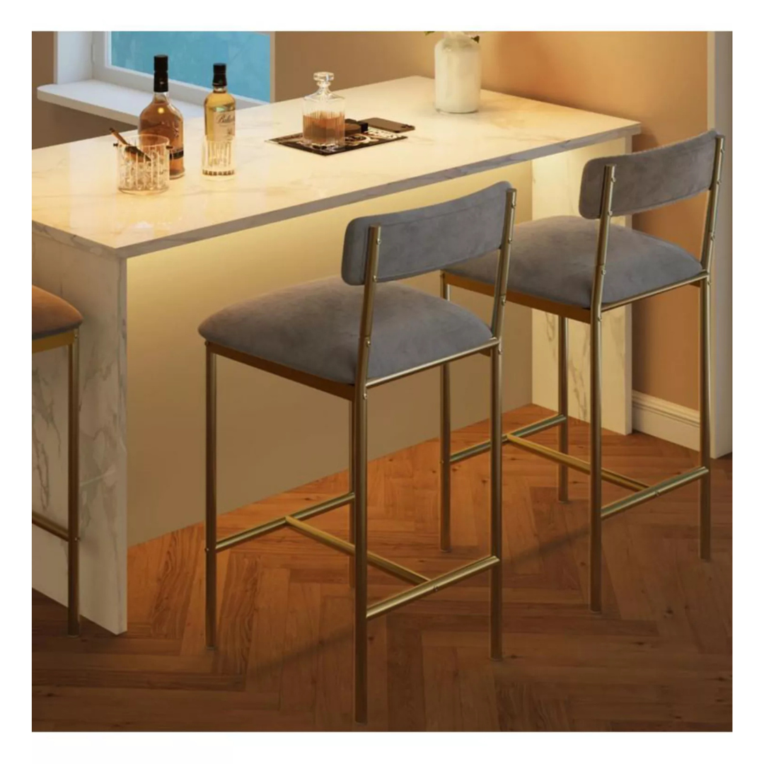 2-Piece 25.5" Metal Frame Footrest Counter Height Barstools