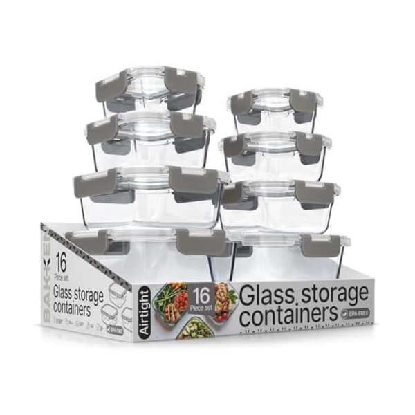 16-Pieces Bakken Glass Food Storage Containers Set With Lids