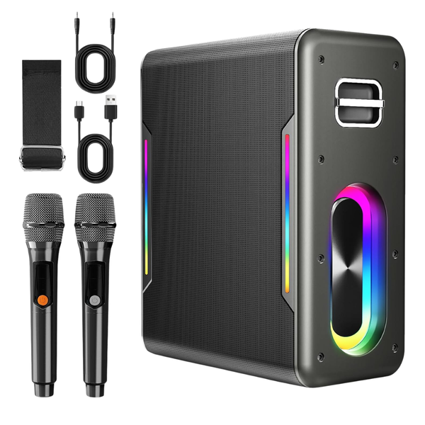 Portable Bluetooth Karaoke Machine With 2 Wireless Microphones