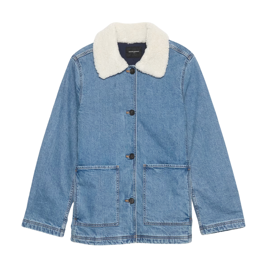 Banana Republic Factory Women's Sherpa Collar Denim Jacket