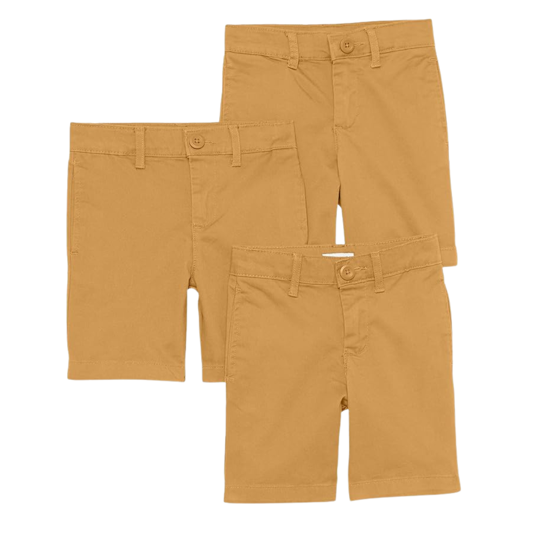 3-Pack Amazon Essentials Boys Flat-Front School Shorts
