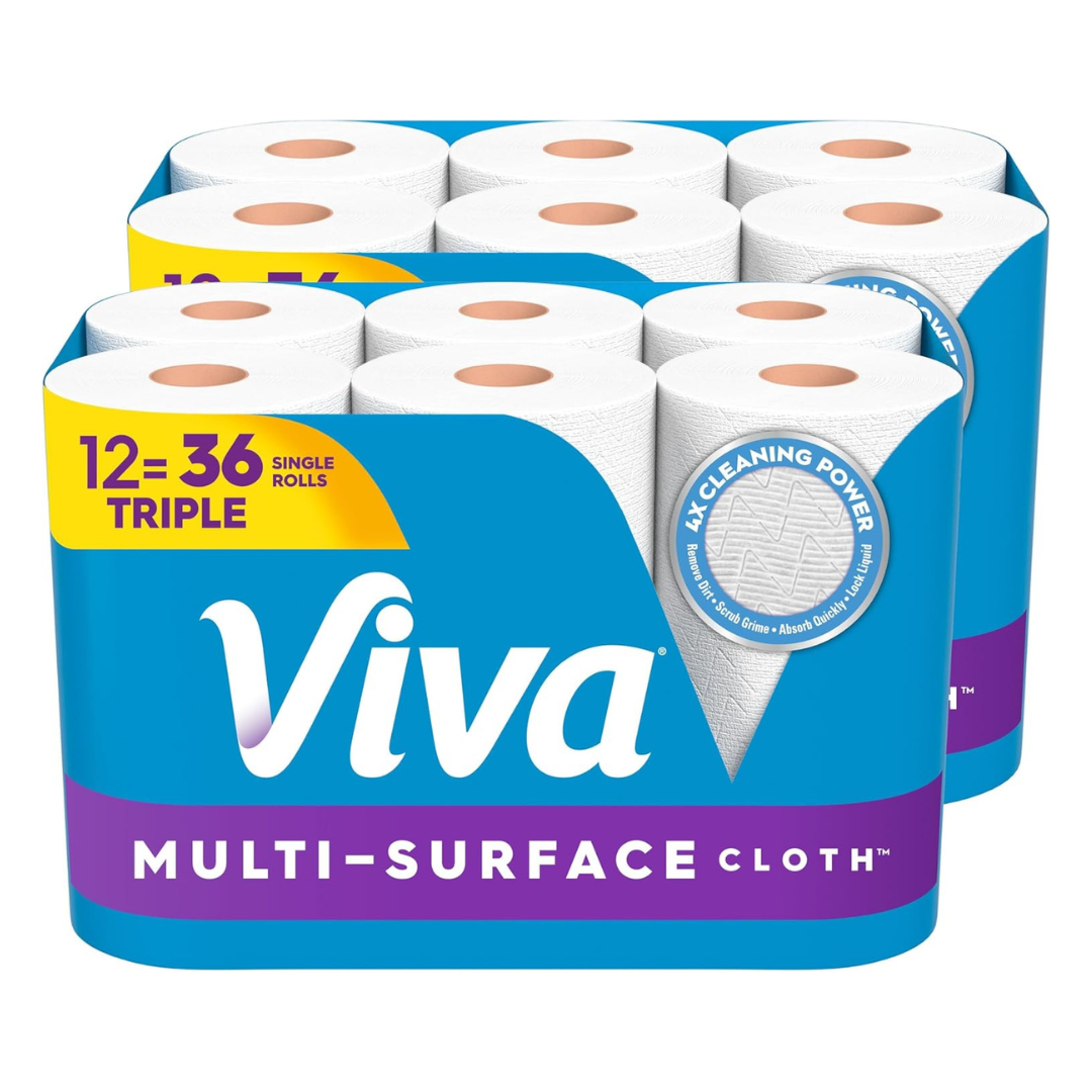 12 Triple Rolls Of Viva Multi-Surface Cloth Paper Towels
