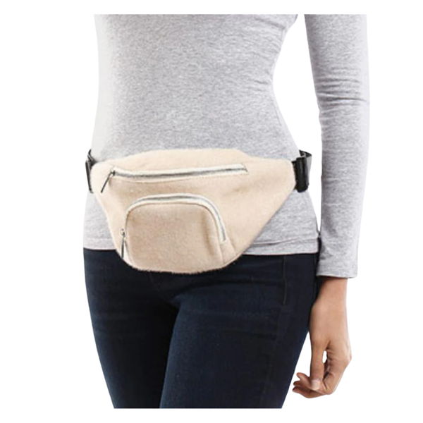 Fashnzfab Solid Fluffy Faux Fur Sling Backpack / Fanny Pack