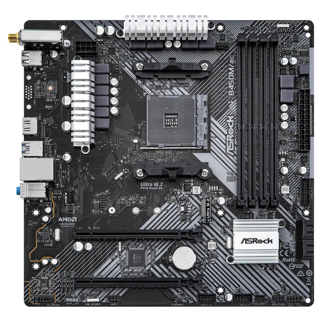 ASRock B450M/AC R2.0 AM4 AMD Promontory B450 Micro ATX AMD Motherboard