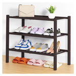 3 Tier Stackable Free Standing Wooden Shoe Organizer (Brown )