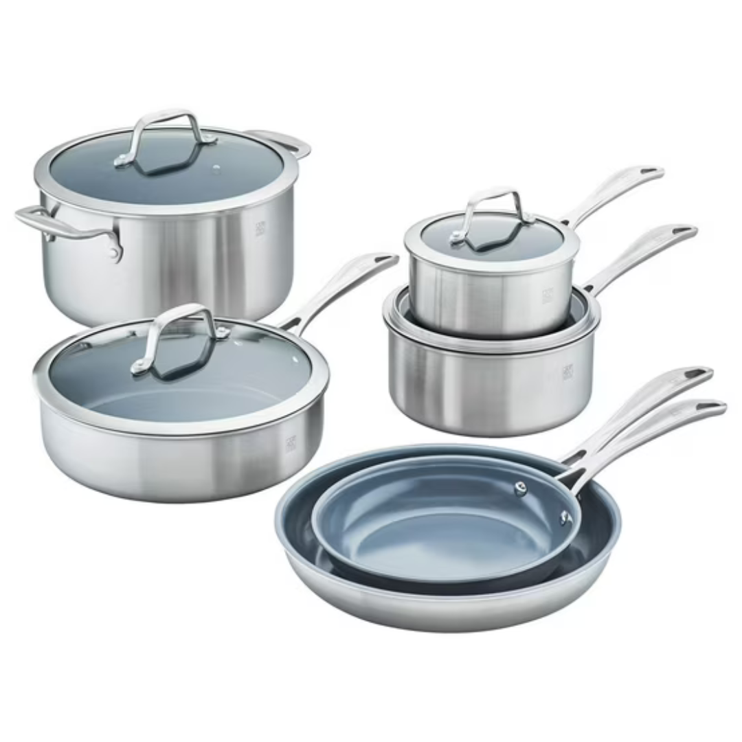 10-Piece Zwilling JA Henckels Spirit Stainless-Steel Nonstick Cookware Set