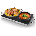 NutriChef Electric Hot Plate Tray Dish Warmer With Black Glass Top