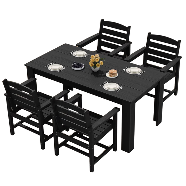 7-Piece Serwall HDPE Patio Dining Set W/ 59" Table And 6 Chairs