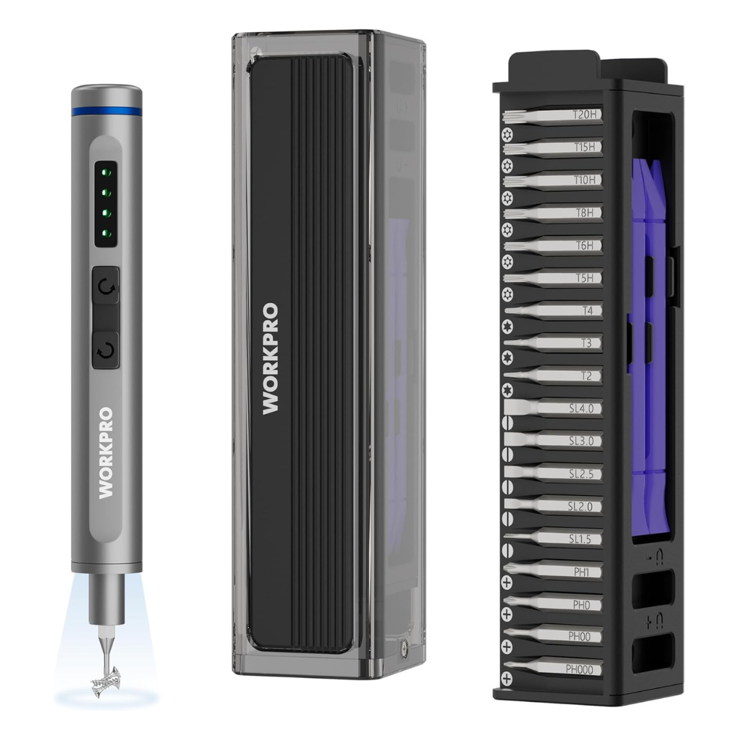 36-Piece Workpro Mini Electric Screwdriver Set With Magnetizer