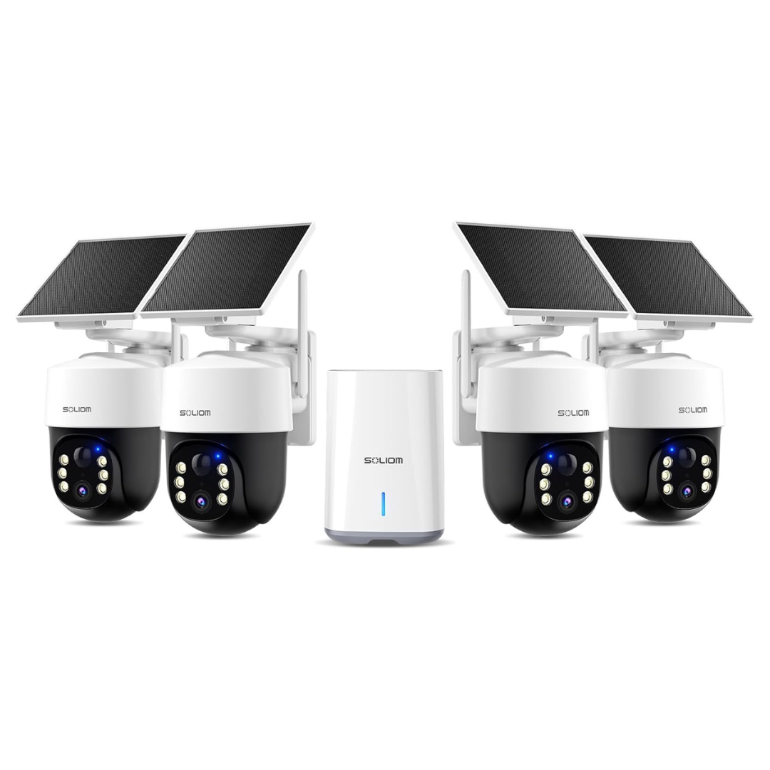 4-Count Soliom Solar-Powered 4K Outdoor Wireless Security Camera Kit