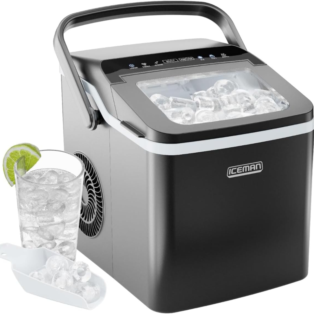 ICEMAN Portable Dual-Size Countertop Ice Maker (22lbs/24hrs) (Black)