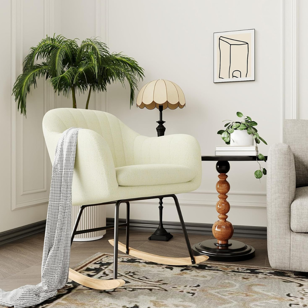 GarveeHome Nursery Rocking Chair With Wood Legs (2 Colors)