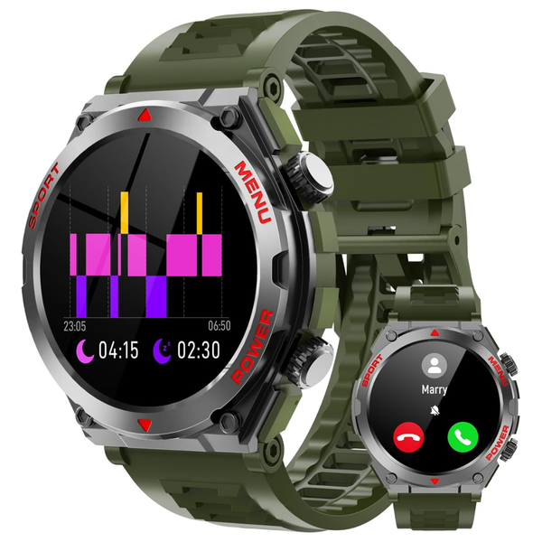 1.52"HD Fitness 100+ Sport Modes Military Smartwatch Answer/Make Calls