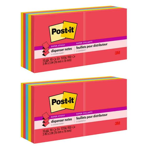 2-Pack Post-it Super Sticky Dispenser Pop-up Notes