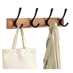 15" Wall Mount Coat Rack With 4 Dual Hooks