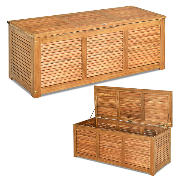Wellfor 47-Gallon Natural Wood Outdoor Storage Box