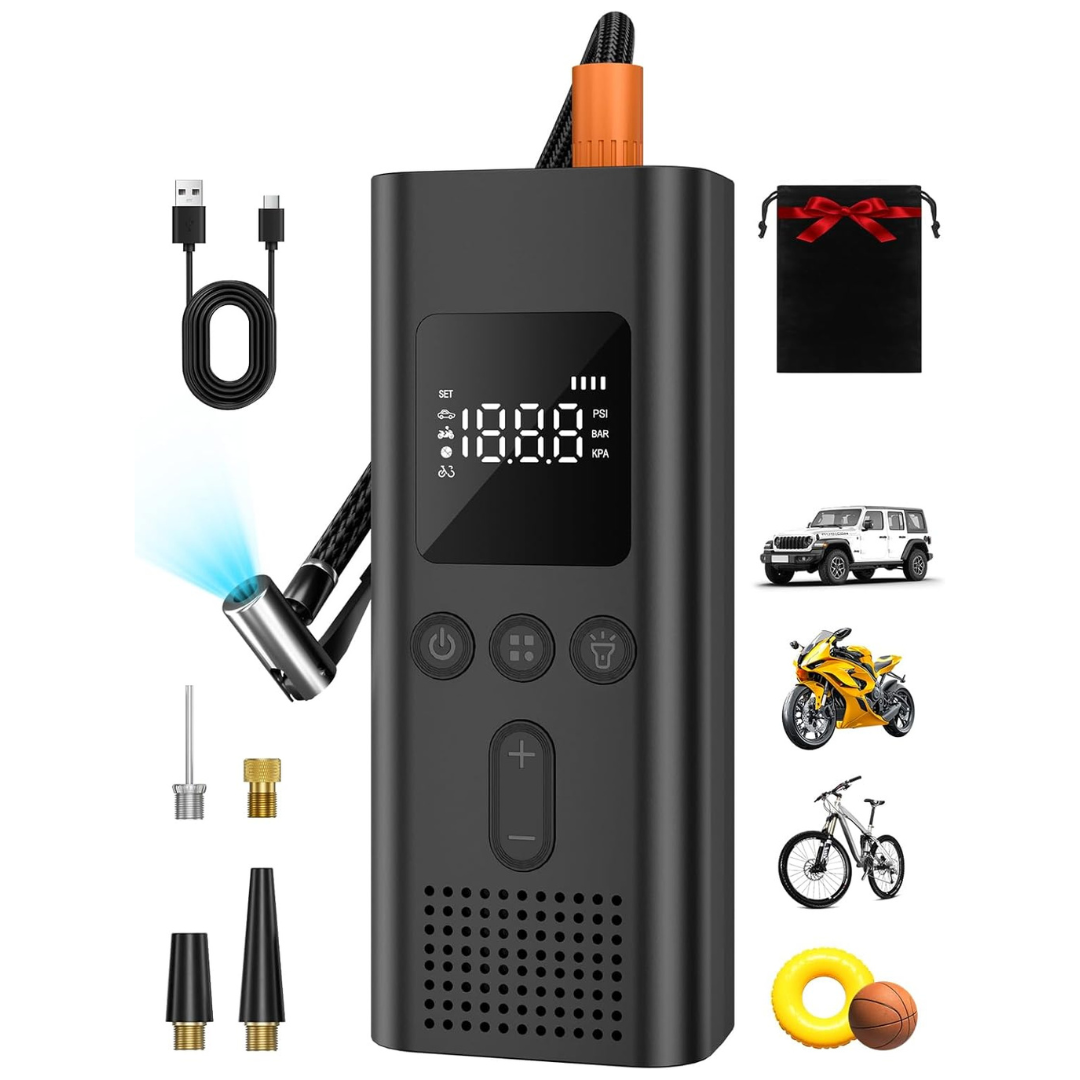 150 PSI Tire Inflator Portable Air Compressor Pump W/ LED Light