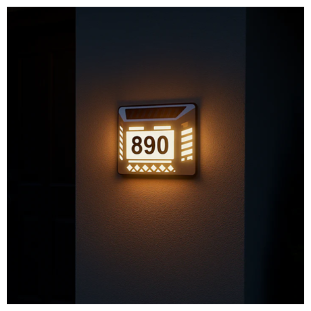 Waterproof House Number Plaque Solar LED Address Sign