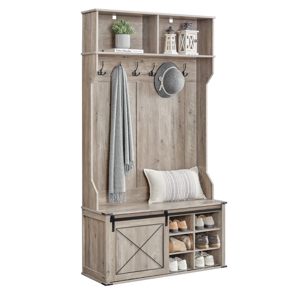 Vasagle Entryway Coat Rack With Shoe Bench