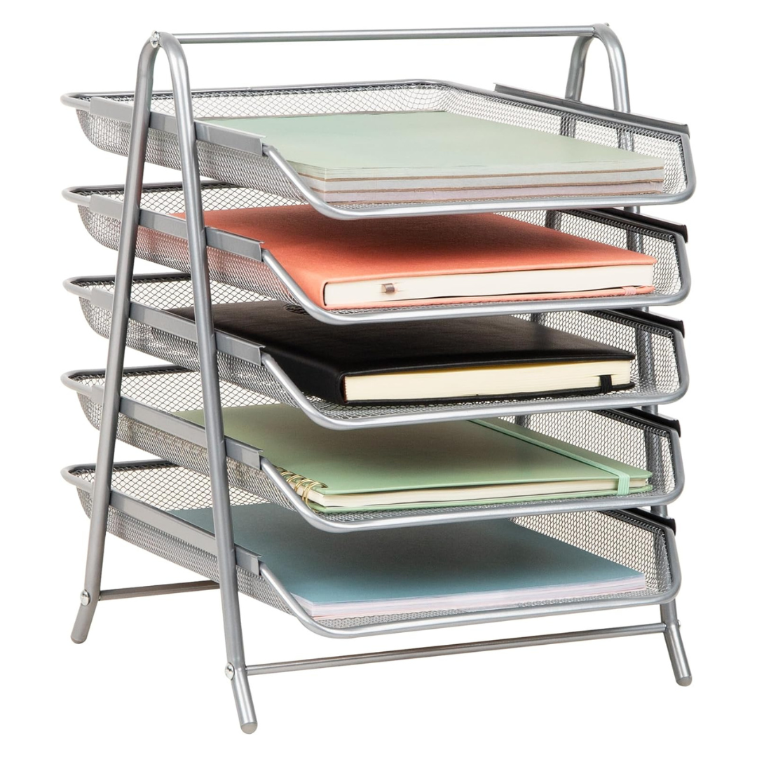 Mind Reader 5-Tier Paper Tray Organizer (Silver)