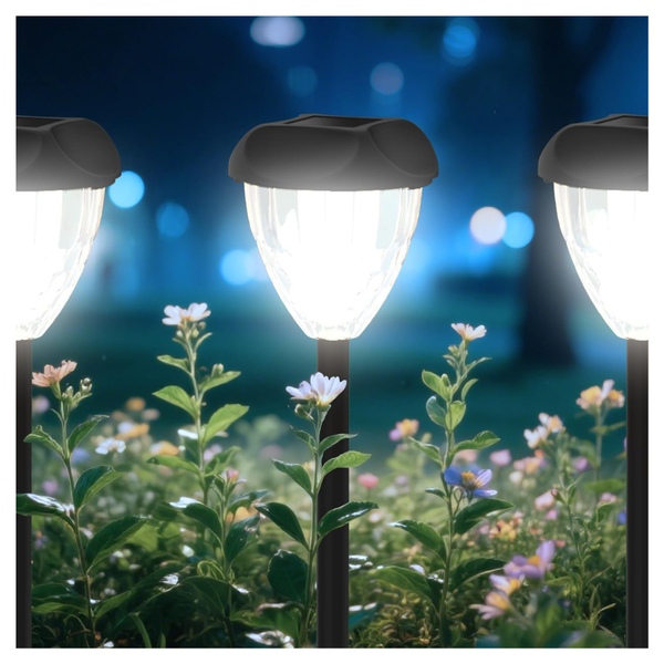 12-Pack Ensenior 6500K LED Solar Garden Lights With Auto On/Off