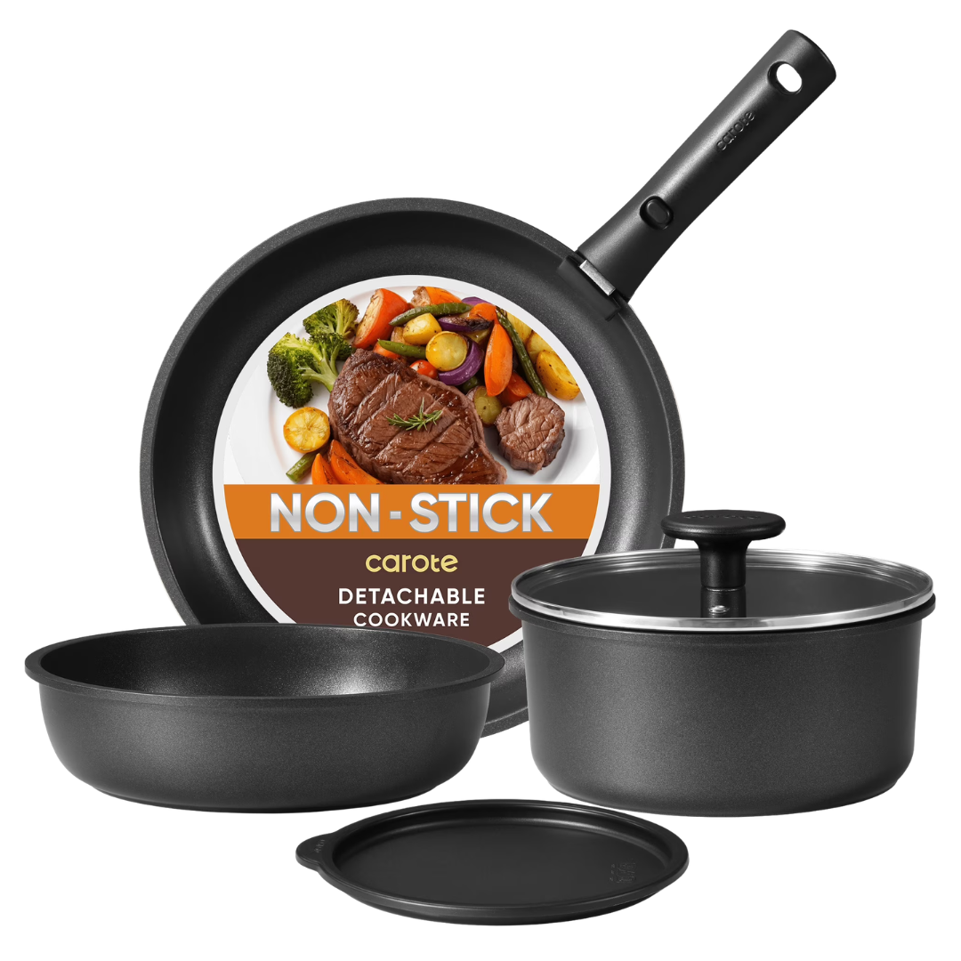 6-Piece Carote Nonstick Cookware Set With Detachable Handles (2 Colors)