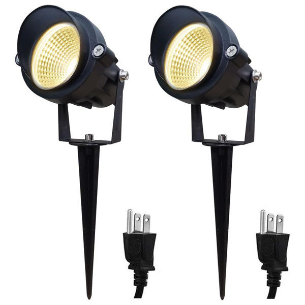 2-Pack 12W 3000K LED Outdoor Landscape Spotlights