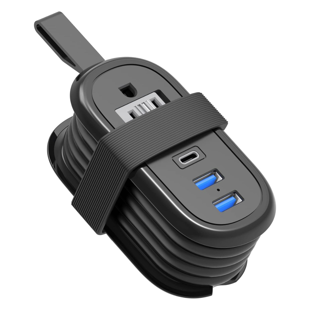 BEVA 4ft Travel Power Strip With 2x Outlets And 3x USB Ports
