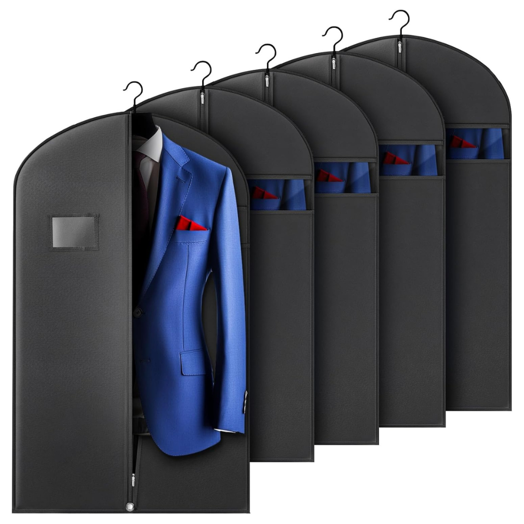 5-Pack Hleelomi 40" Suit Garment Bags With Zipper Window