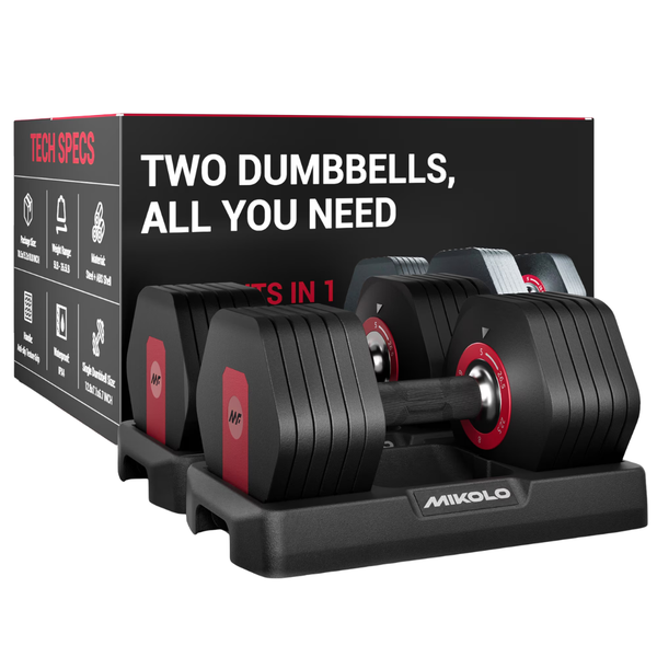 Set of 2 Mikolo 6-in-1 Free Adjustable Dumbbells Set, 53LB