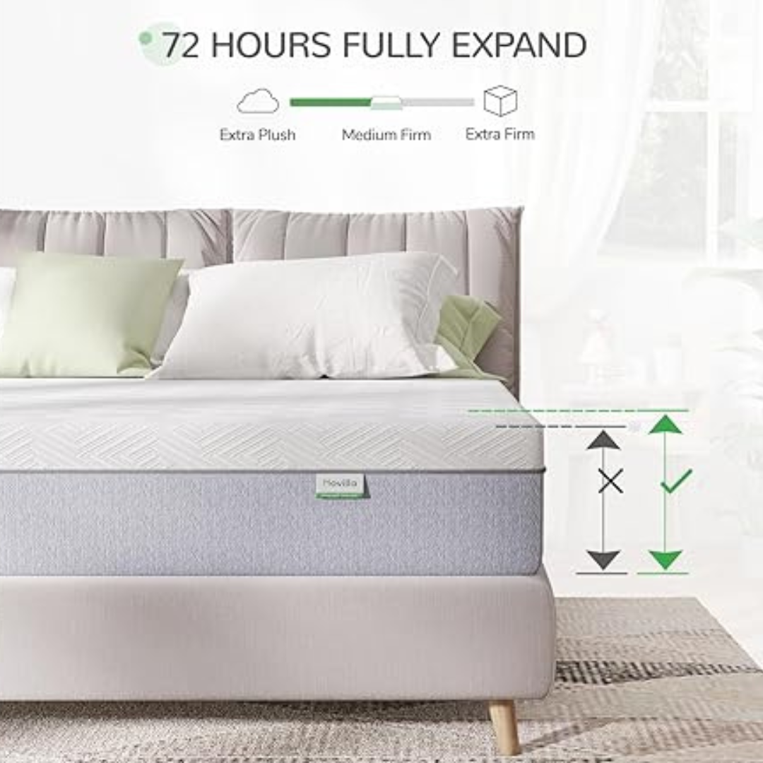 10" Novilla Gel Memory Foam Queen Size Medium Plush Bed Mattress