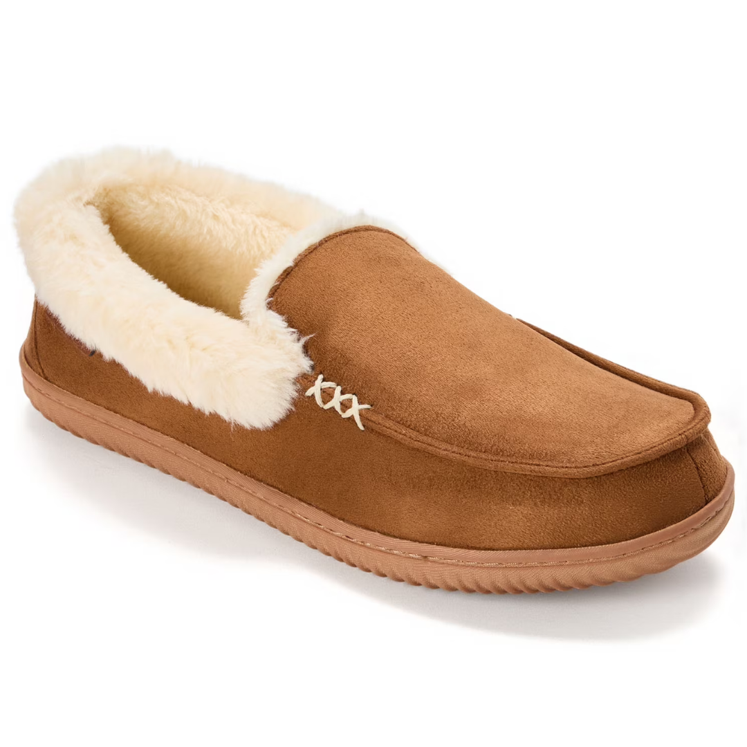 Dearfoams Cozy Comfort Men's Cuffed Moccasin Slippers (3 colors)