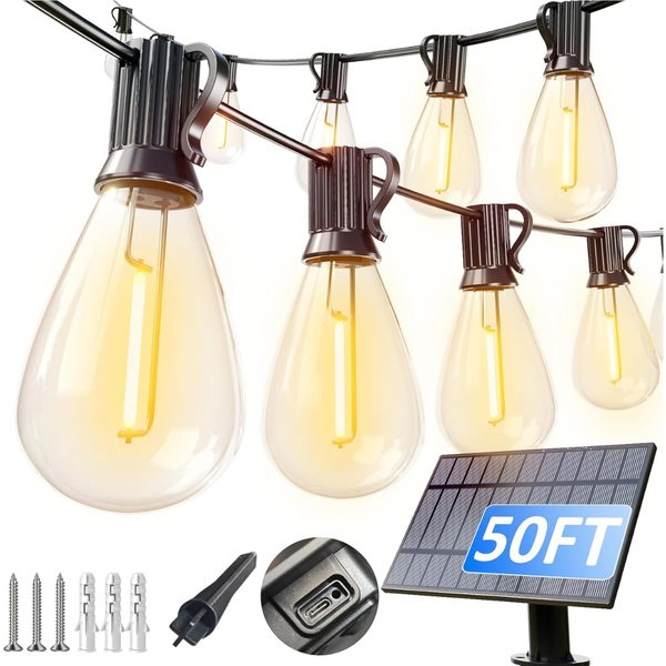50FT Solar Waterproof Outdoor LED String Lights