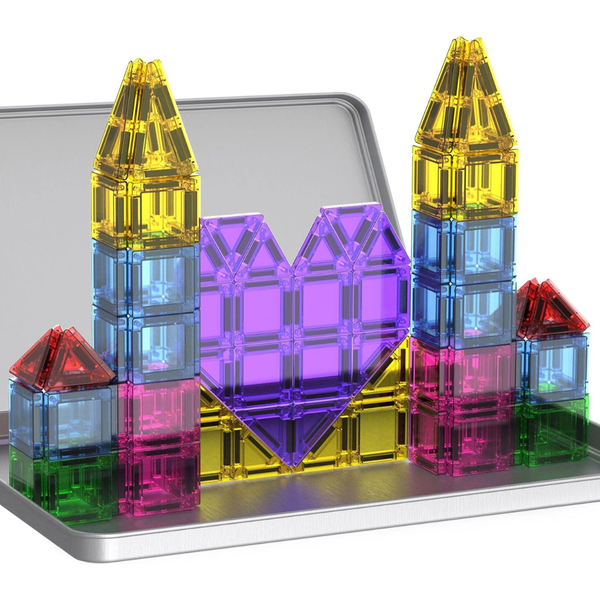 78-Pieces Mini Magnetic Tiles Travel Set with Iron Storage Box