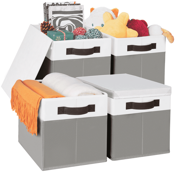 4-Pack Criusia Storage Baskets with Lids and Handles